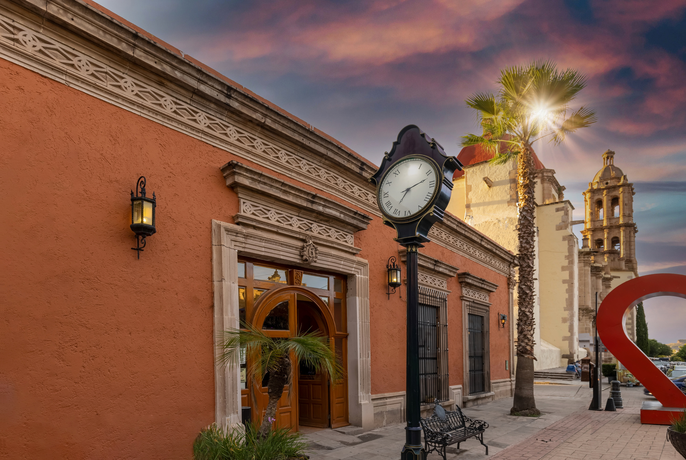Mexico, Durango Streets near Historic Center and Durango Cathedral